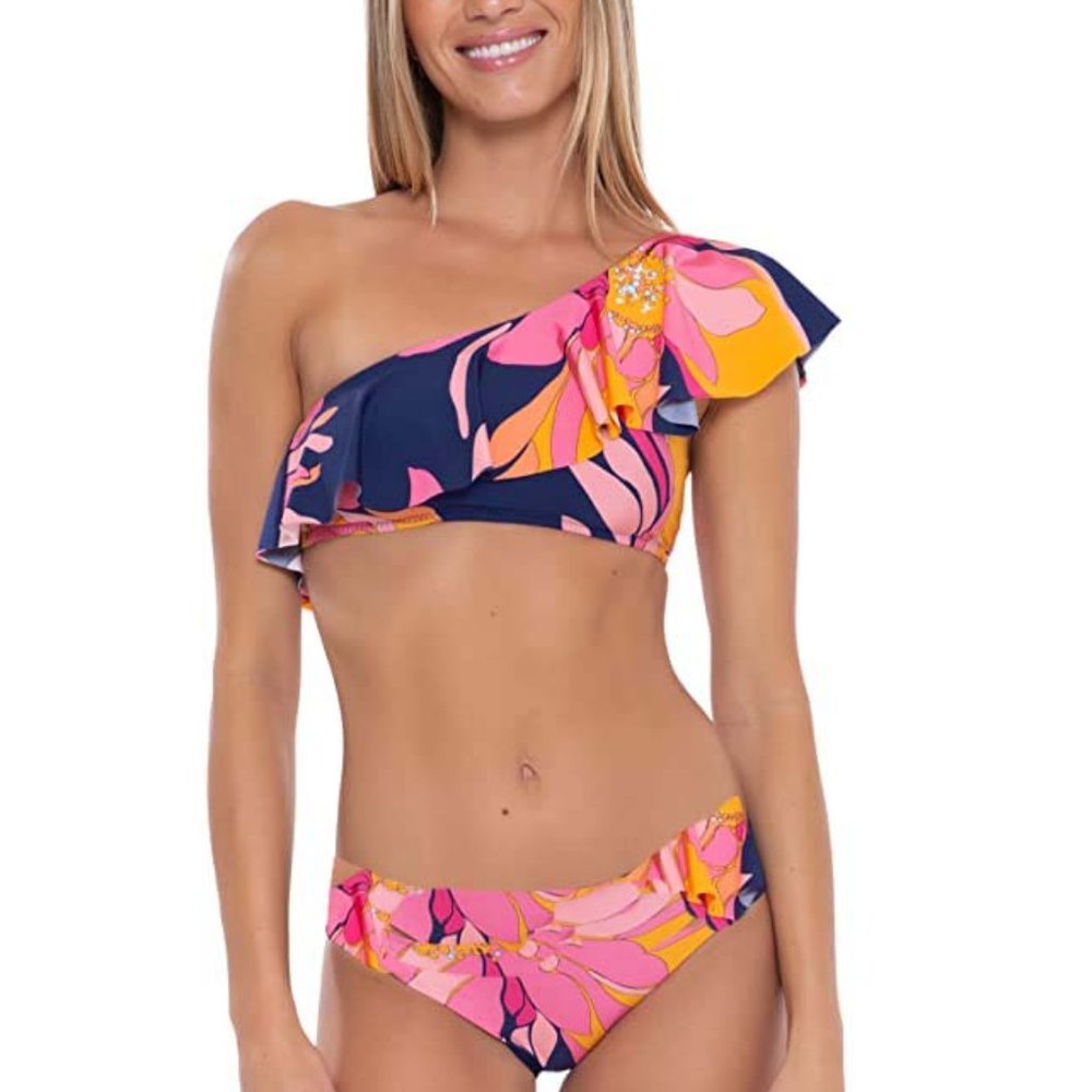 NWT Trina Turk Breeze One Shoulder Top & Bikini Bottom Set 14
